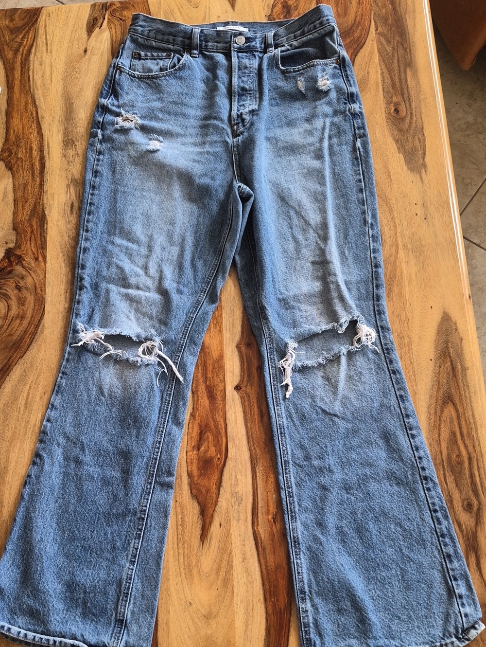 PacSun High Rise Boot Cut Button Fly Destressed Jeans Sz 30